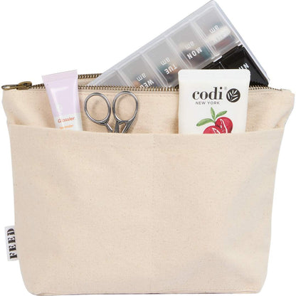 Front View of Natural FEED Organic Cotton Pouch plain