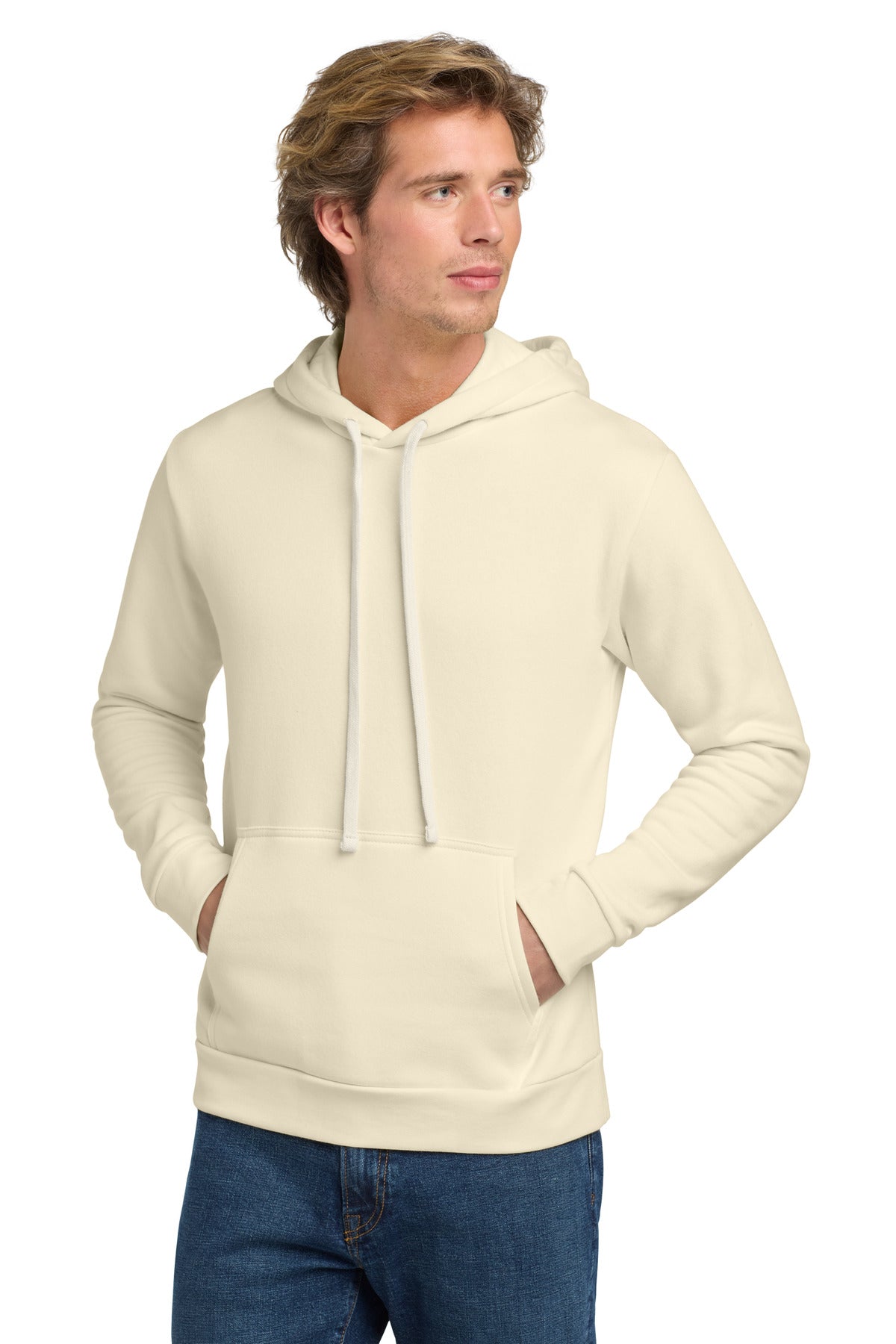 Front View of Natural Next Level Apparel Adult Santa Barbara Pullover Hoodie. NL9303
