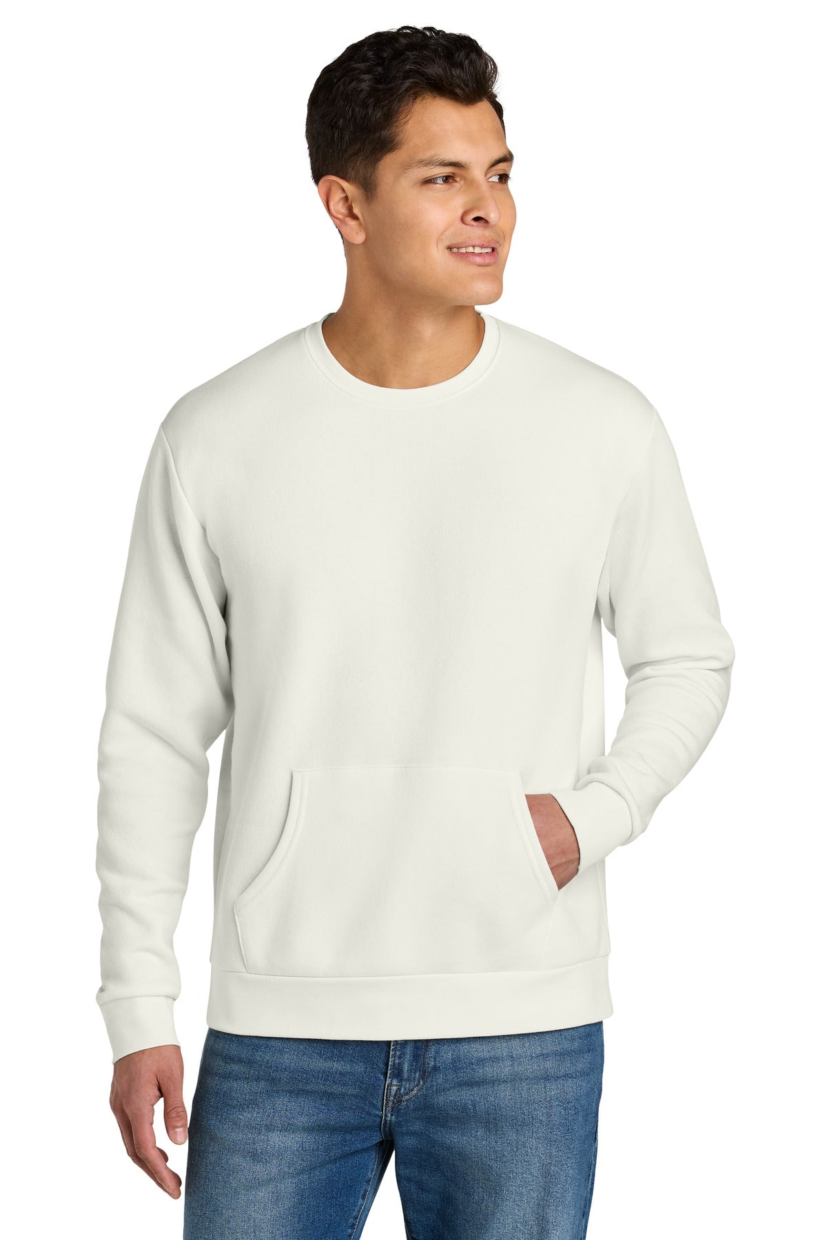 Front View of Natural Next Level Apparel Santa Barbara Pocket Sweatshirt NL9001