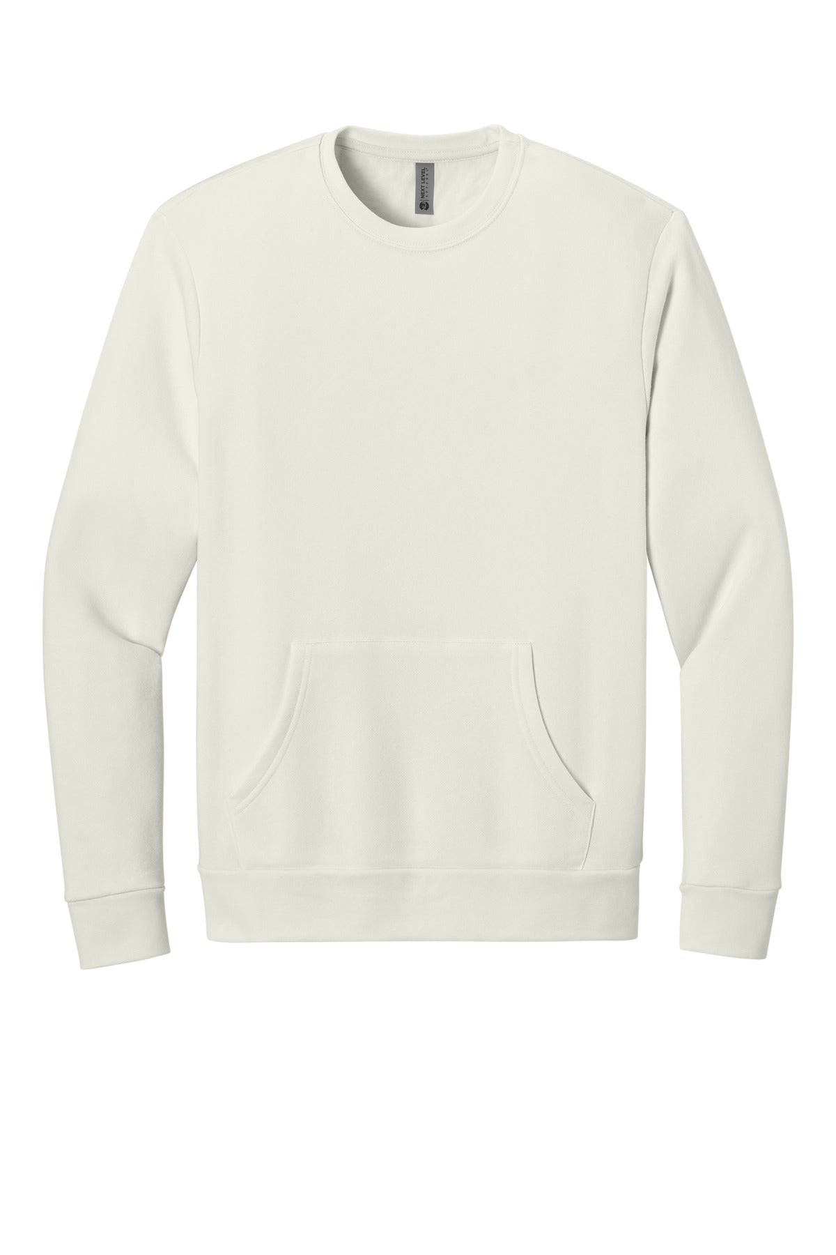 Front View of Natural Next Level Apparel Santa Barbara Pocket Sweatshirt NL9001