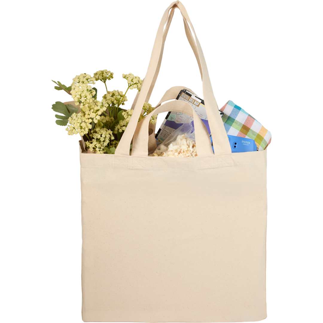 Front View of Natural Organic 6oz Cotton Dual Carry Tote plain