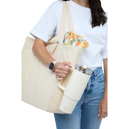 Front View of Natural Organic 6oz Cotton Dual Carry Tote plain