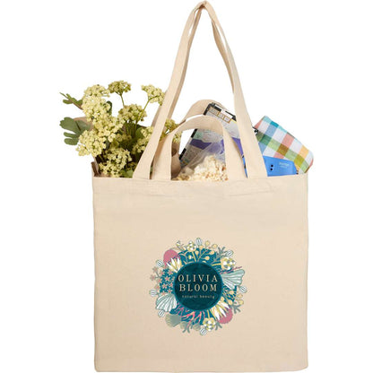 Front View of Natural Organic 6oz Cotton Dual Carry Tote