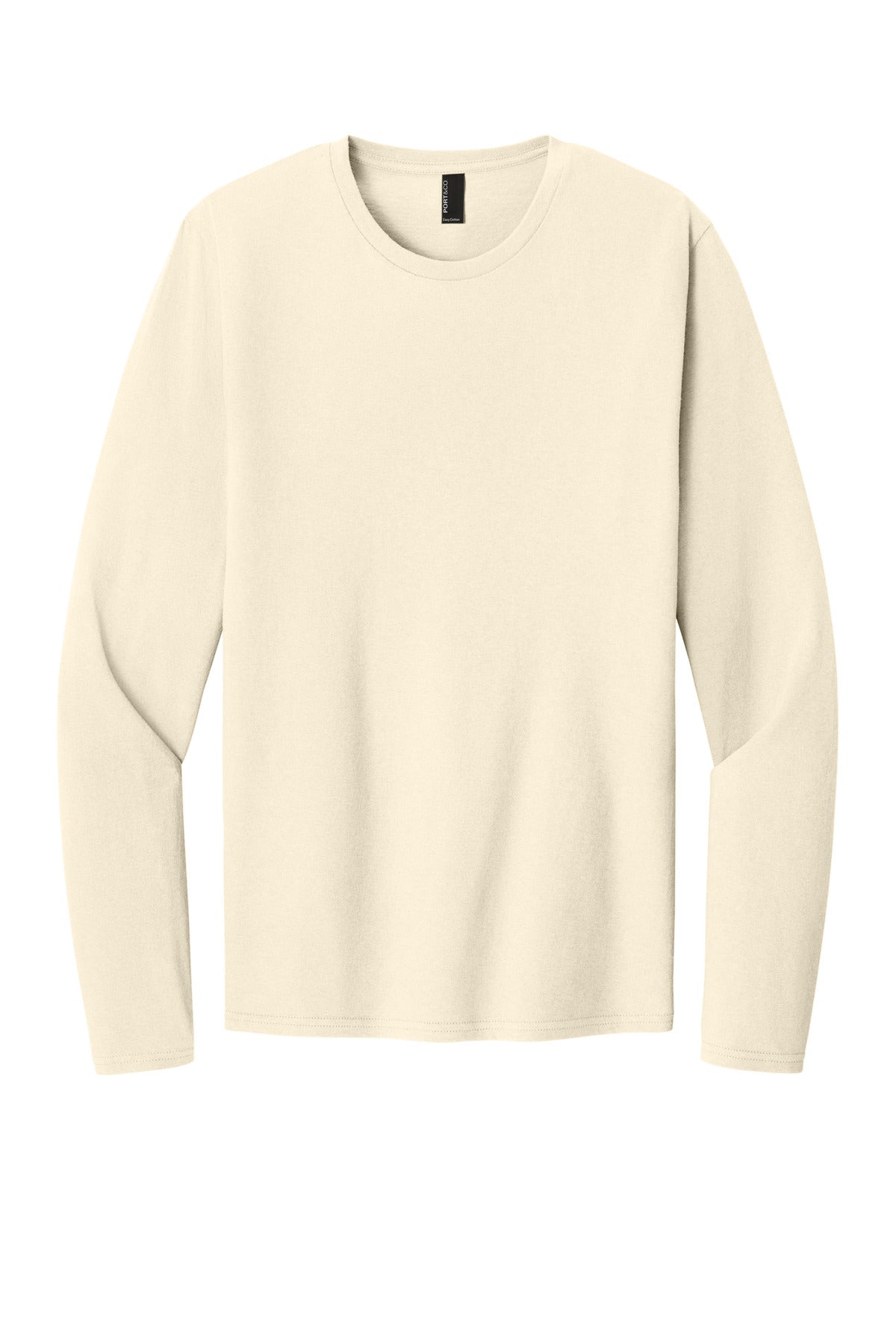 Front View of Natural Port & Co Easy Cotton Long Sleeve Tee PC43LS