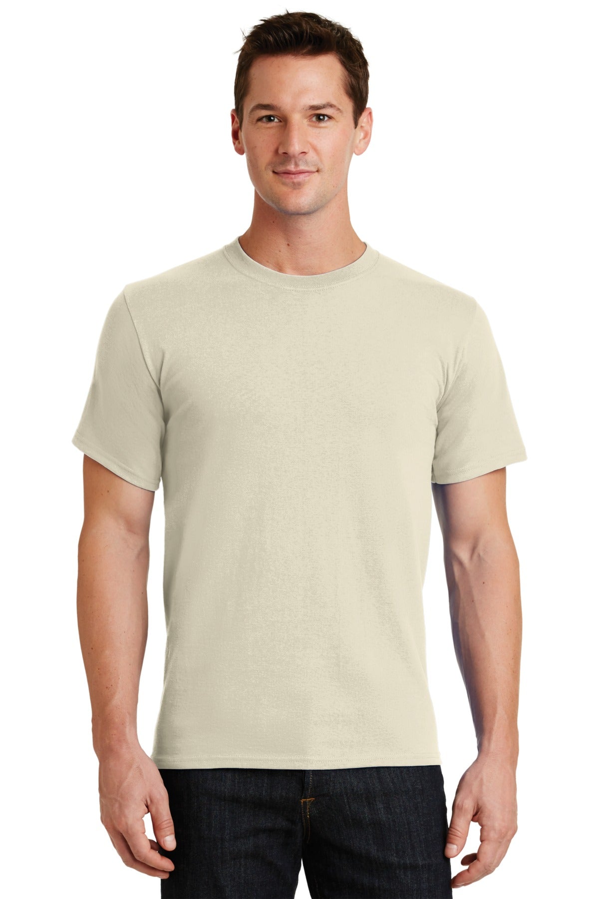 Front View of Natural Port & Co Essential Tee. PC61