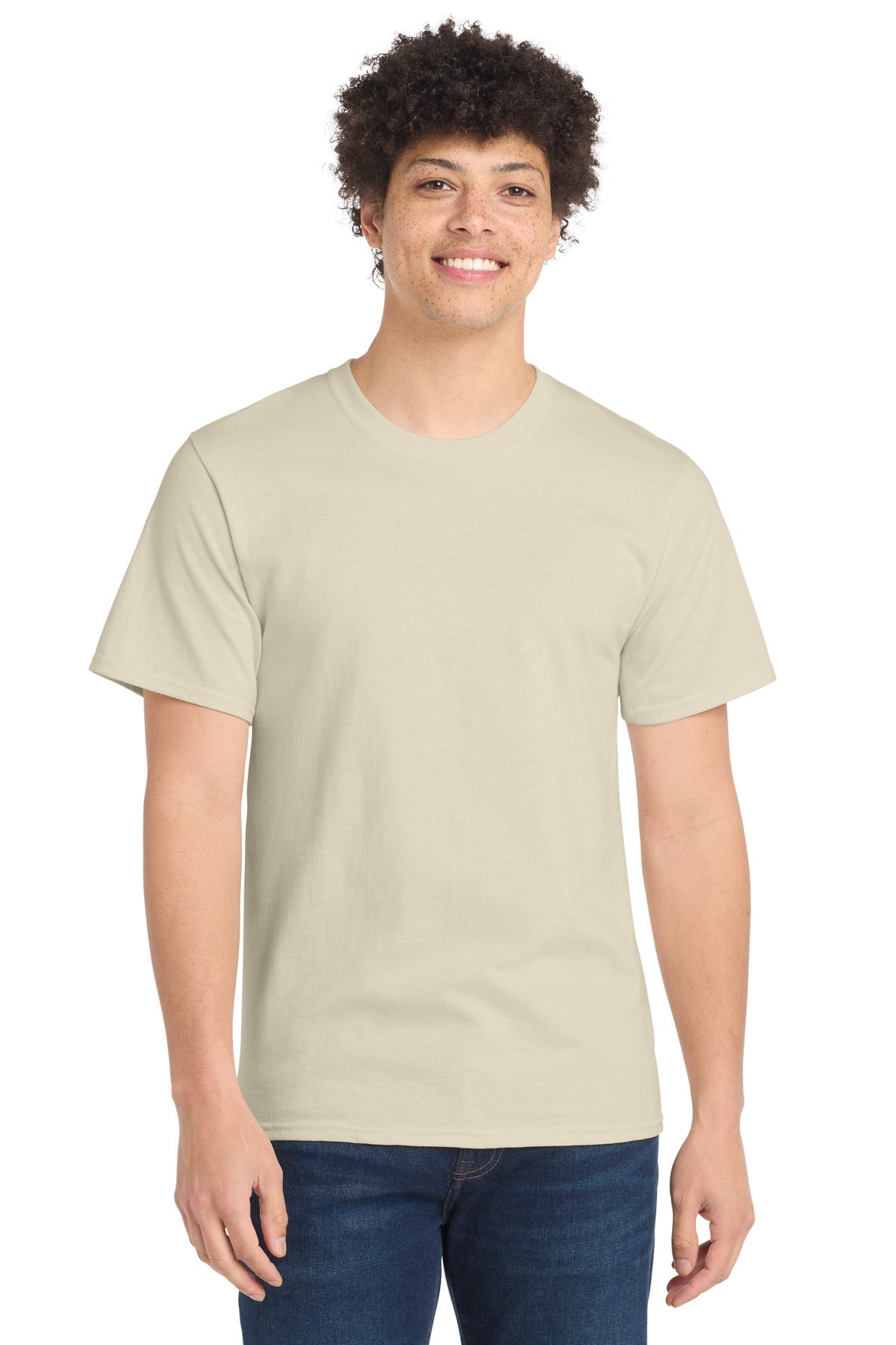 Front View of Natural Port & Co Tall Essential Tee. PC61T