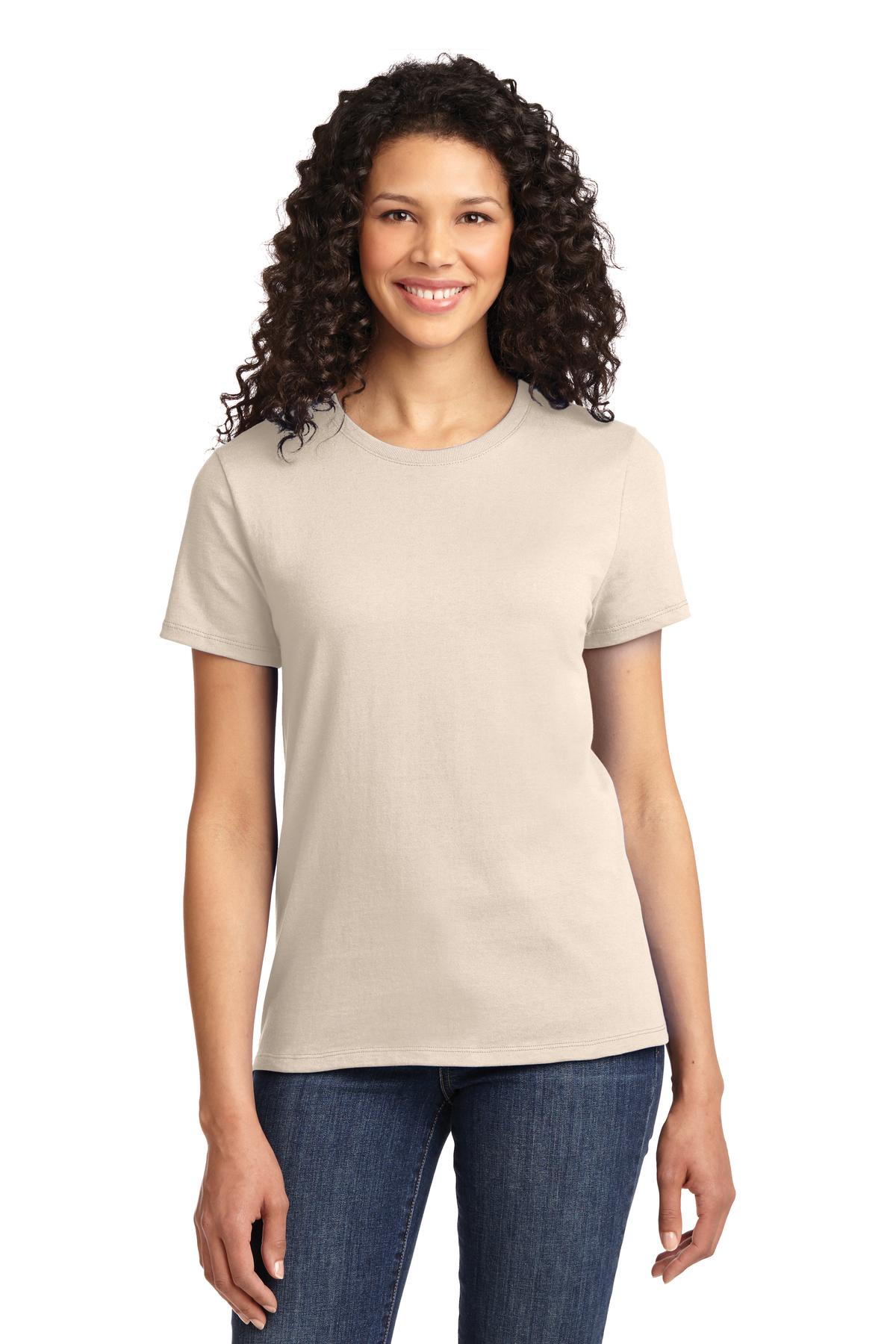 Front View of Natural Port & Co Women's Essential Tee. LPC61
