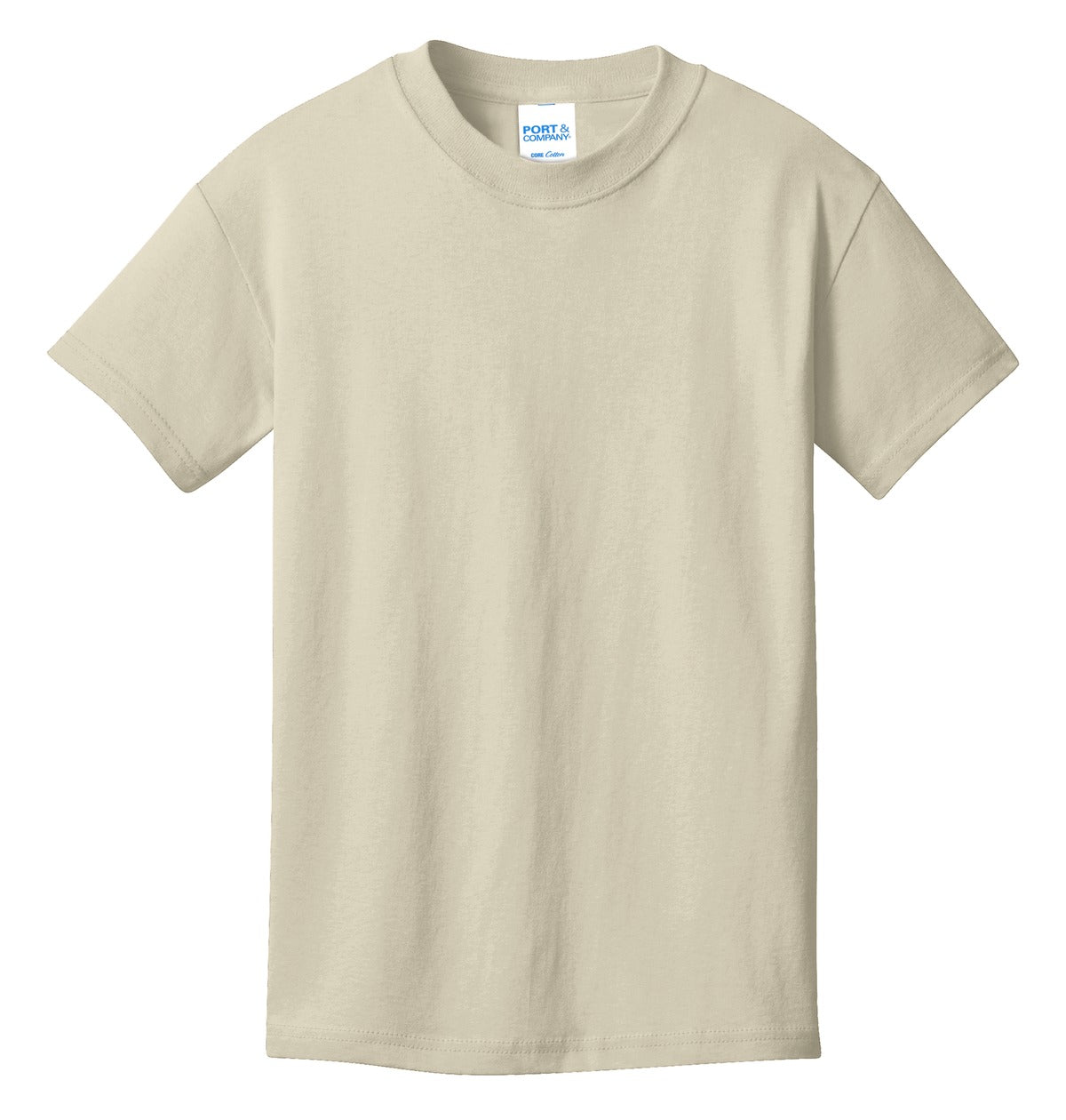 Front View of Natural Port & Co Youth Core Cotton Tee. PC54Y
