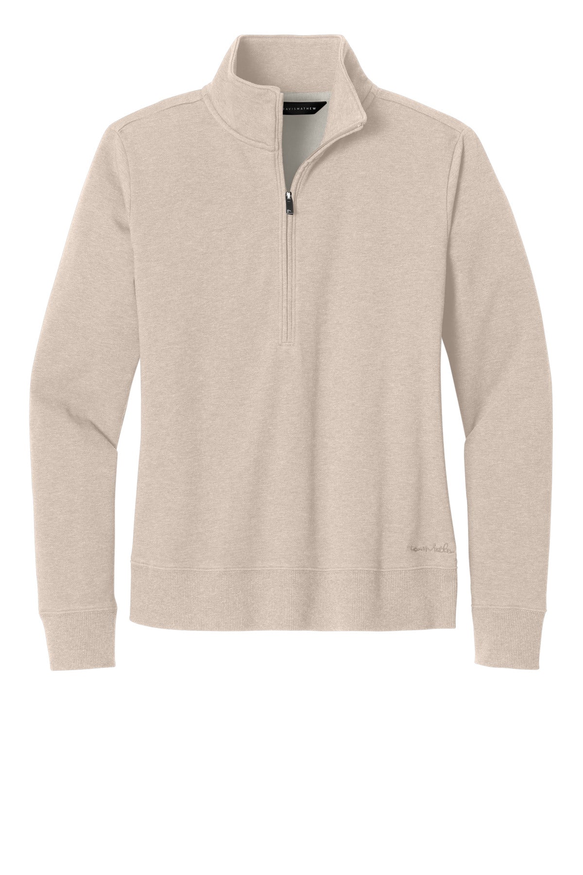 Front View of NaturalHtr TravisMathew Women's Ocean Villa 1/4-Zip TMA41428