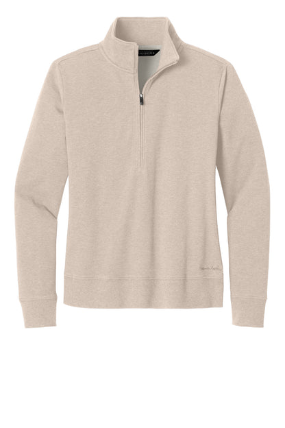 Front View of NaturalHtr TravisMathew Women's Ocean Villa 1/4-Zip TMA41428