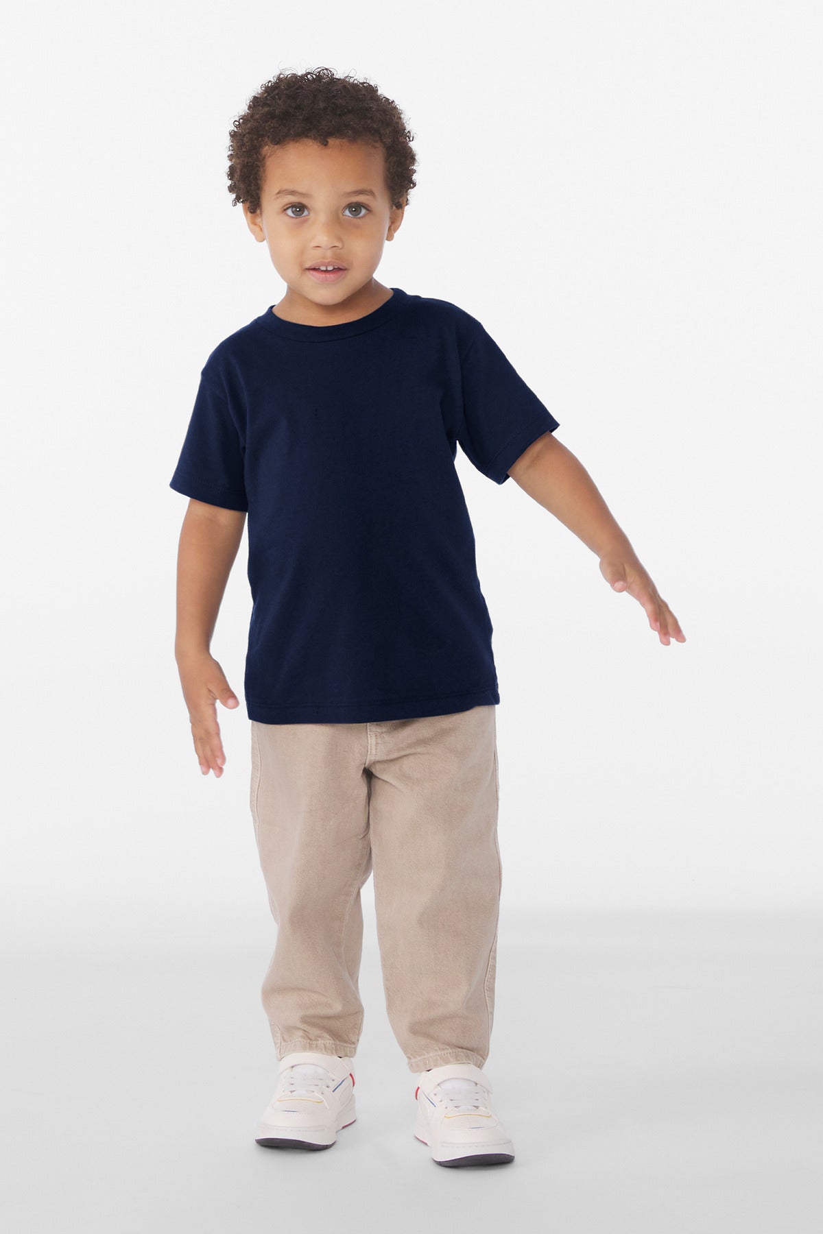 Front View of Navy BELLA+CANVAS Toddler Short Sleeve Tee BC3001T