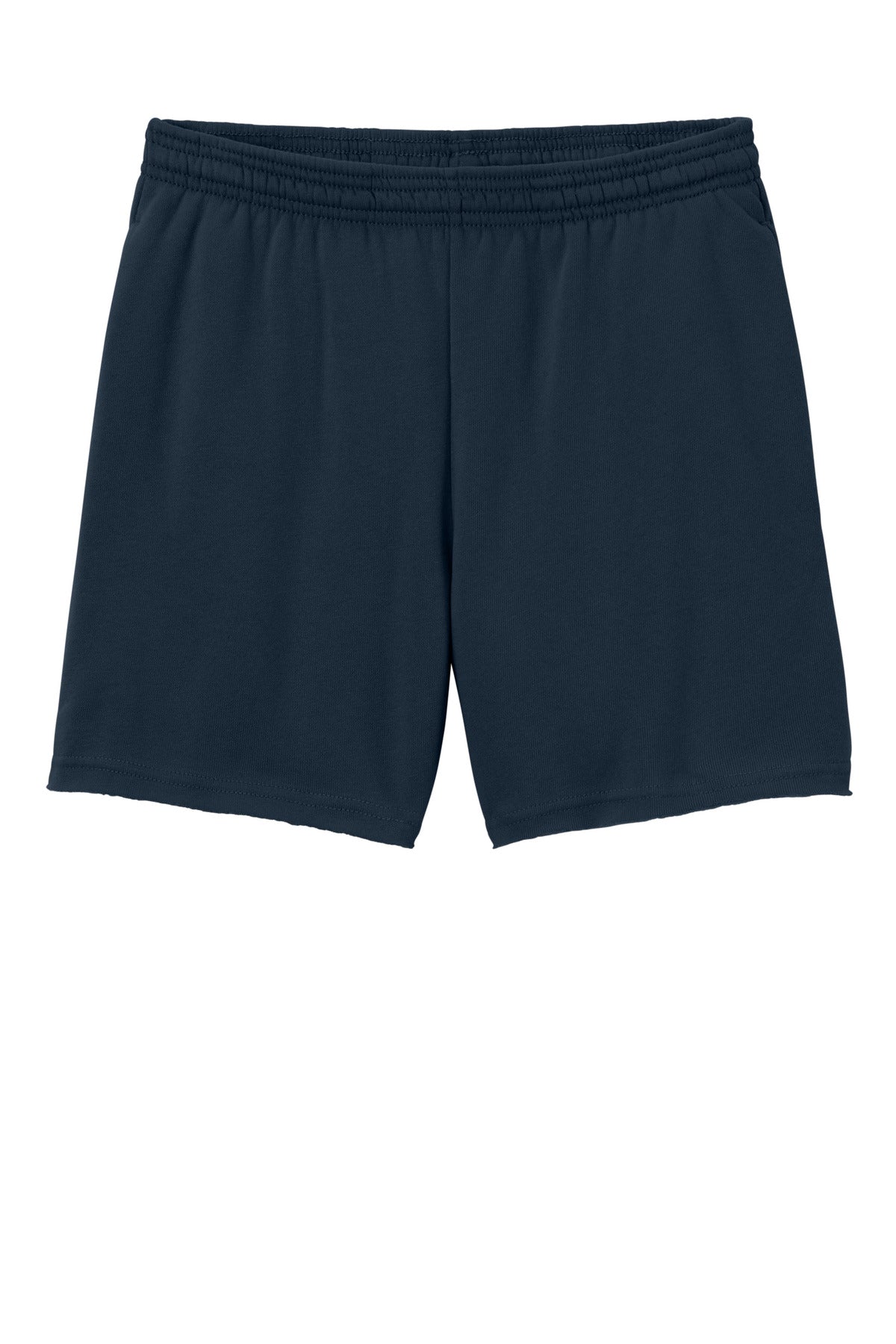 Front View of Navy BELLA+CANVAS Women's Cutoff Sweatshort BC3787
