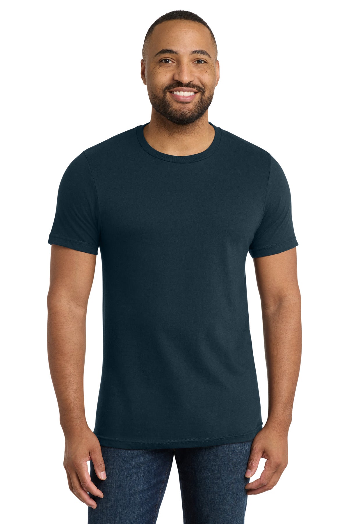 Front View of Navy Blue Port & Co Bouncer Tee PC600