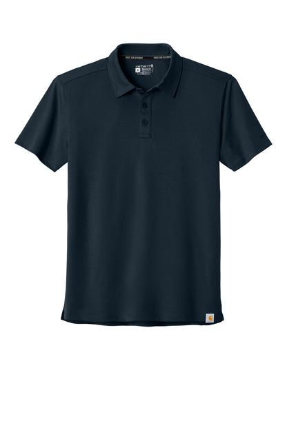 Front View of Navy Carhartt Force Sun Defender Polo CT106899
