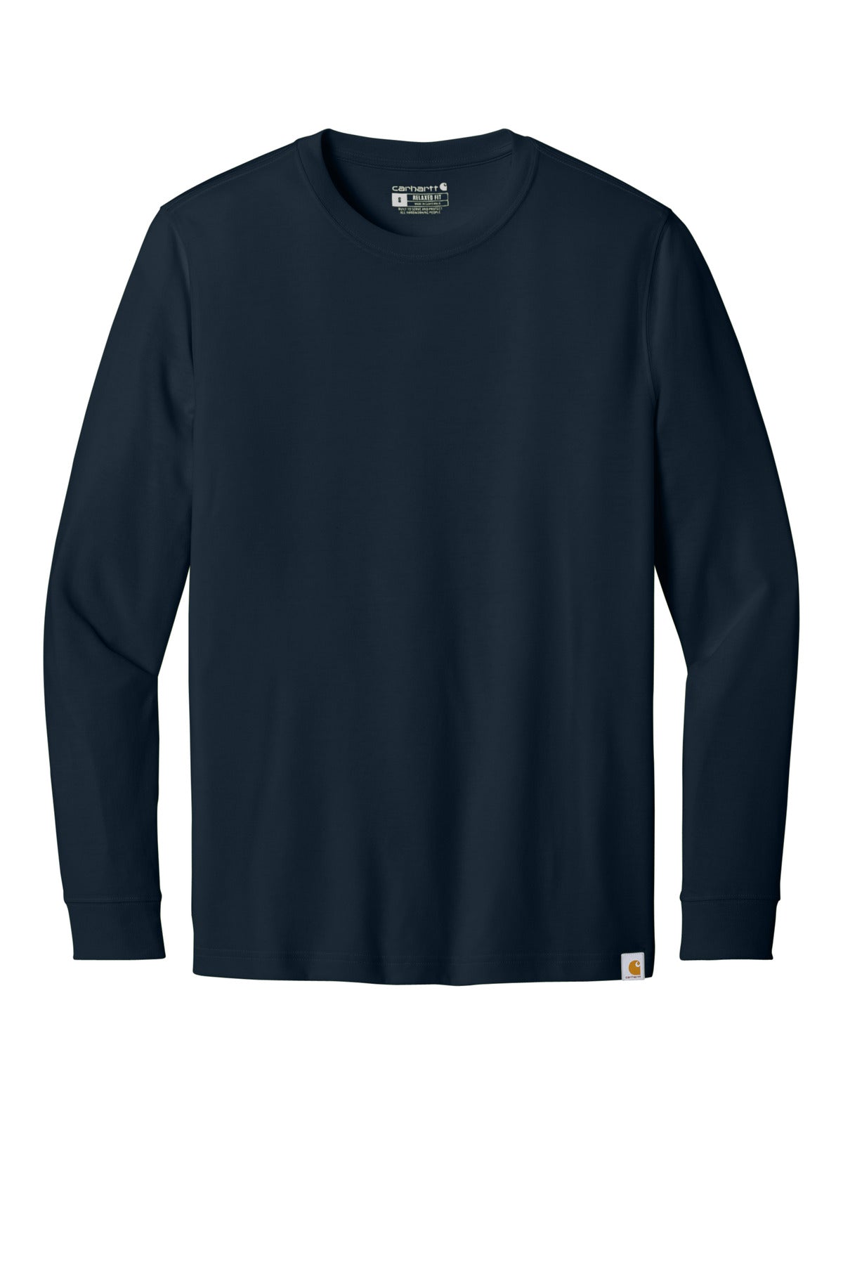 Front View of Navy Carhartt Long Sleeve T-Shirt CT106921