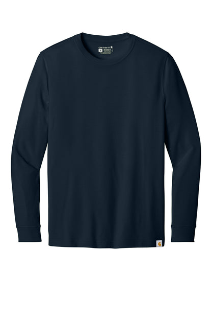 Front View of Navy Carhartt Long Sleeve T-Shirt CT106921