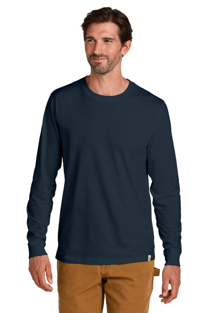 Front View of Navy Carhartt Long Sleeve T-Shirt CT106921