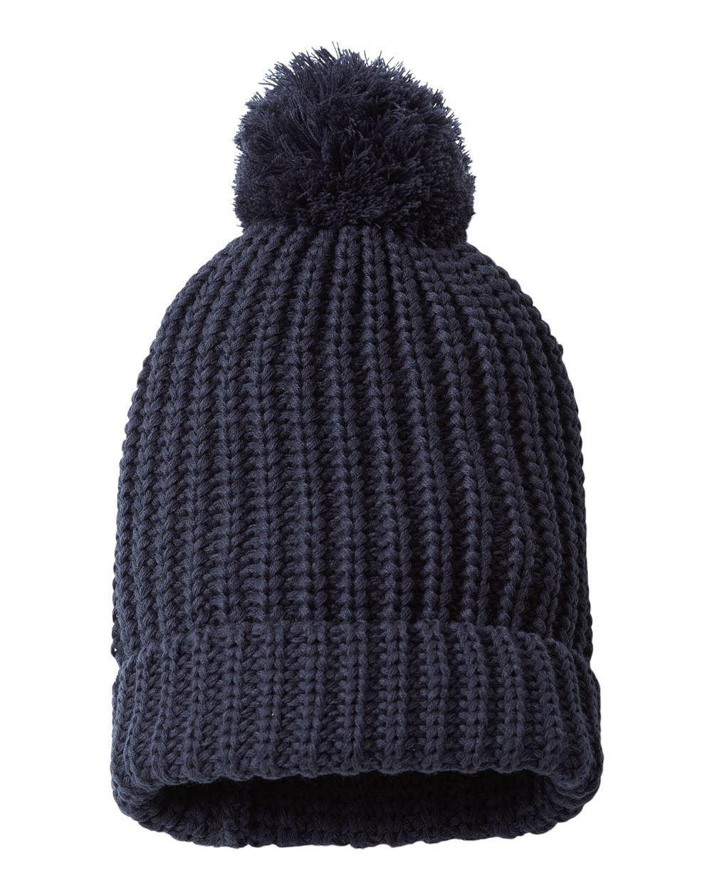 Front View of Navy Chunky Cable Beanie - 143R