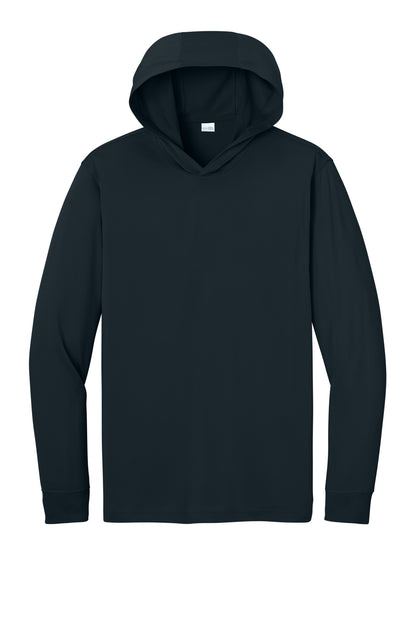 Front View of Navy CornerStone Workwear Pro Long Sleeve Hooded Tee CS440LSH