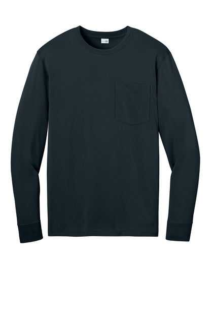 Front View of Navy CornerStone Workwear Pro Long Sleeve Pocket Tee CS440LSP