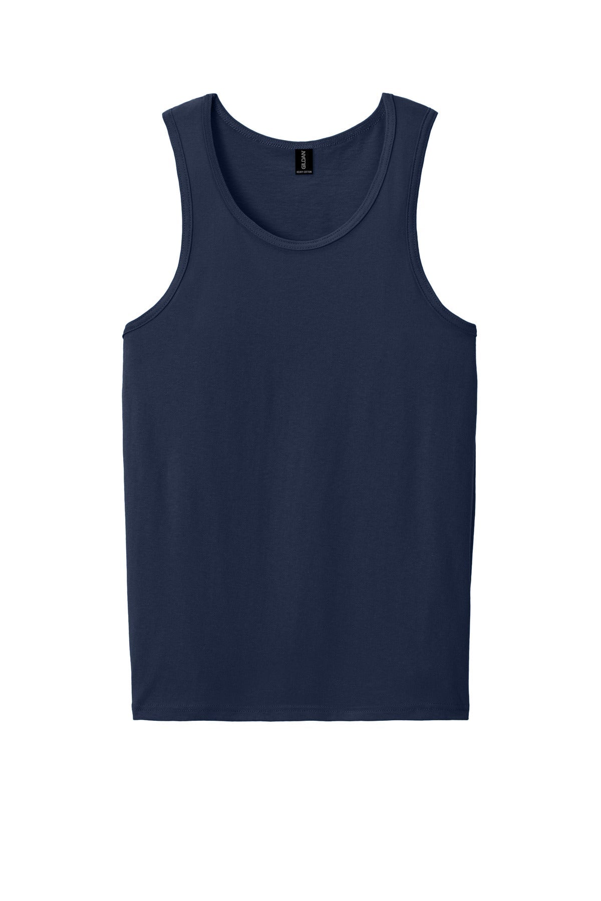 Front View of Navy Gildan Heavy Cotton Tank Top. G5200