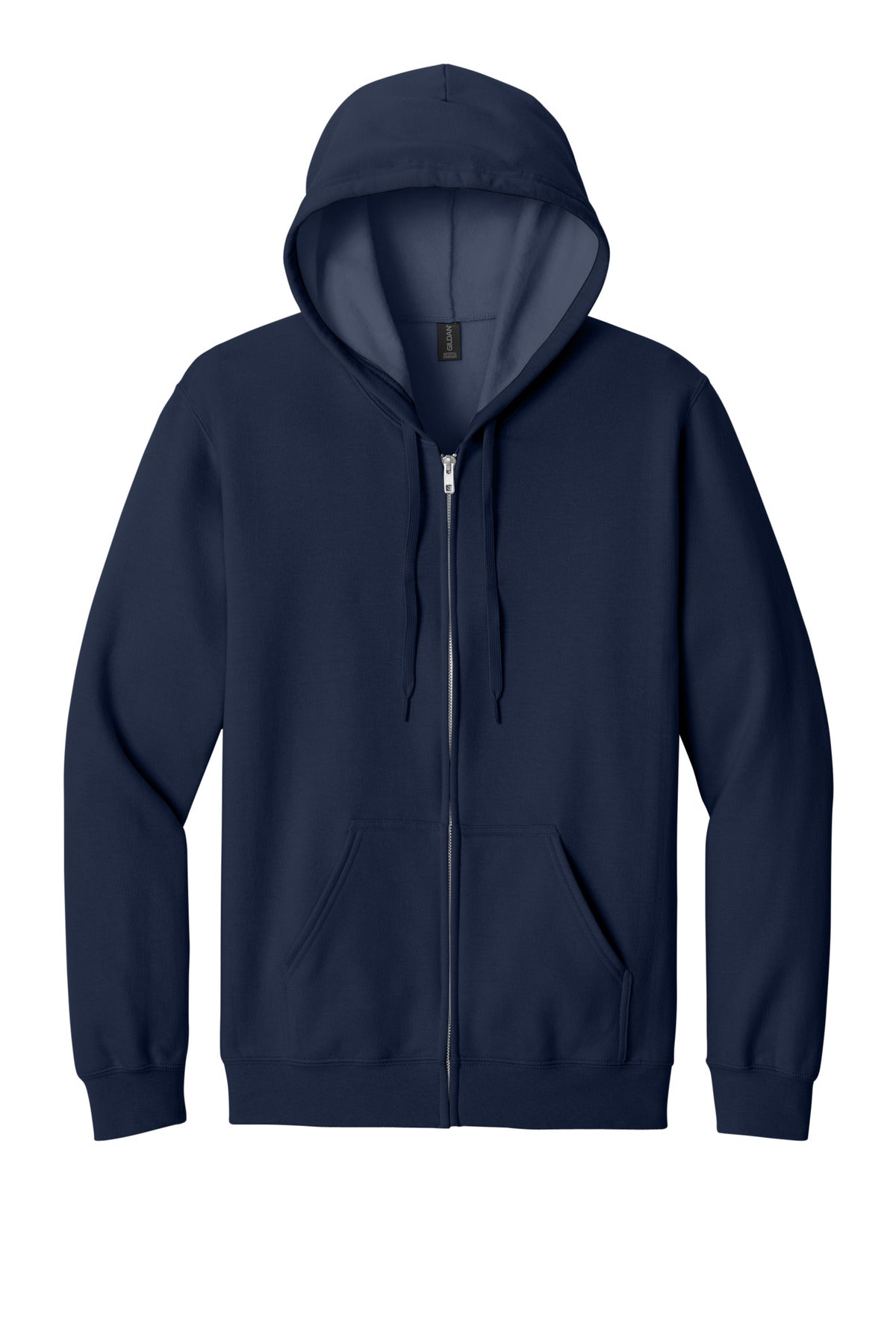 Front View of Navy Gildan Softstyle Midweight Fleece Full-Zip Hooded Sweatshirt SF600