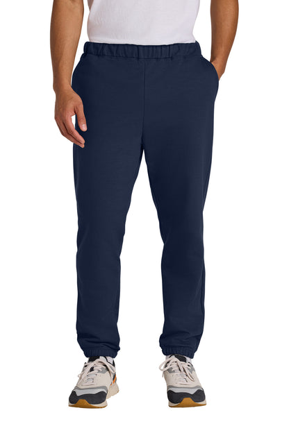 Front View of Navy Gildan Softstyle Midweight Pocket Sweatpants SF100