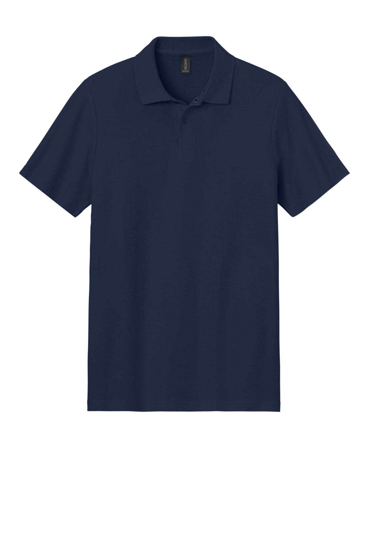 Front View of Navy Gildan Softstyle Pique Polo 64800
