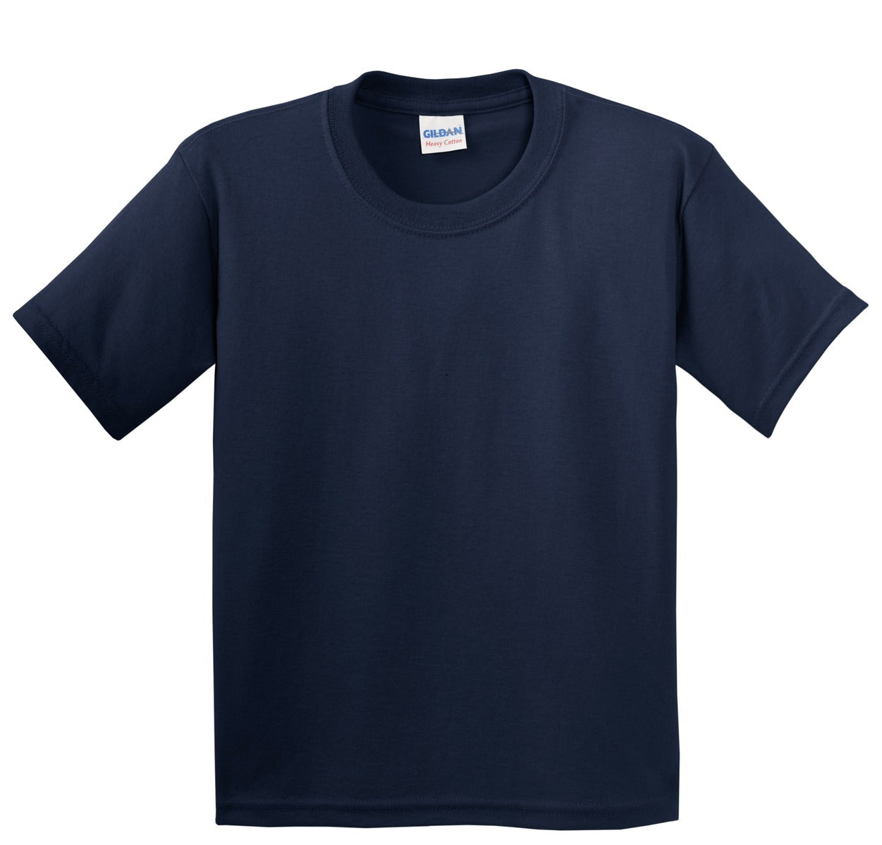 Front View of Navy Gildan - Youth Heavy Cotton 100% Cotton T-Shirt. 5000B