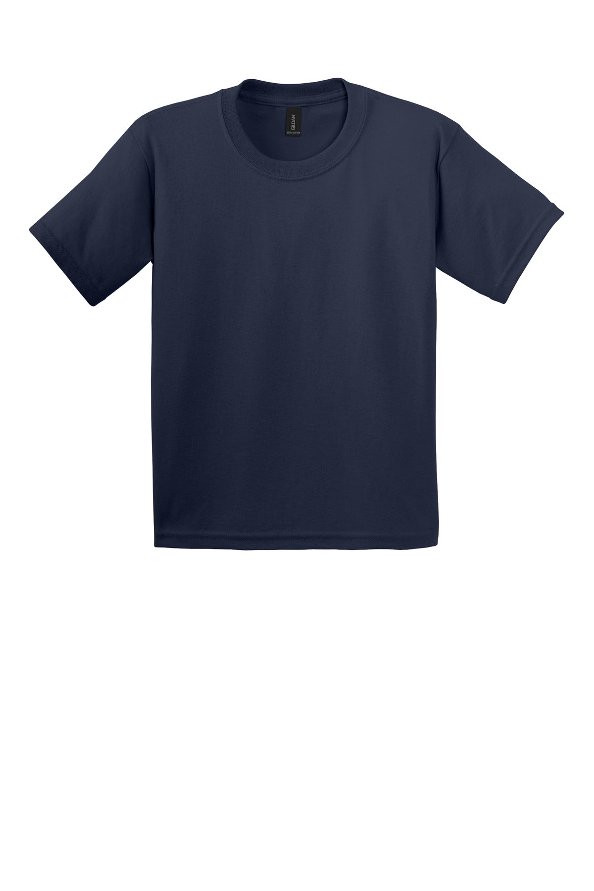 Front View of Navy Gildan - Youth Ultra Cotton 100% US Cotton T-Shirt. 2000B