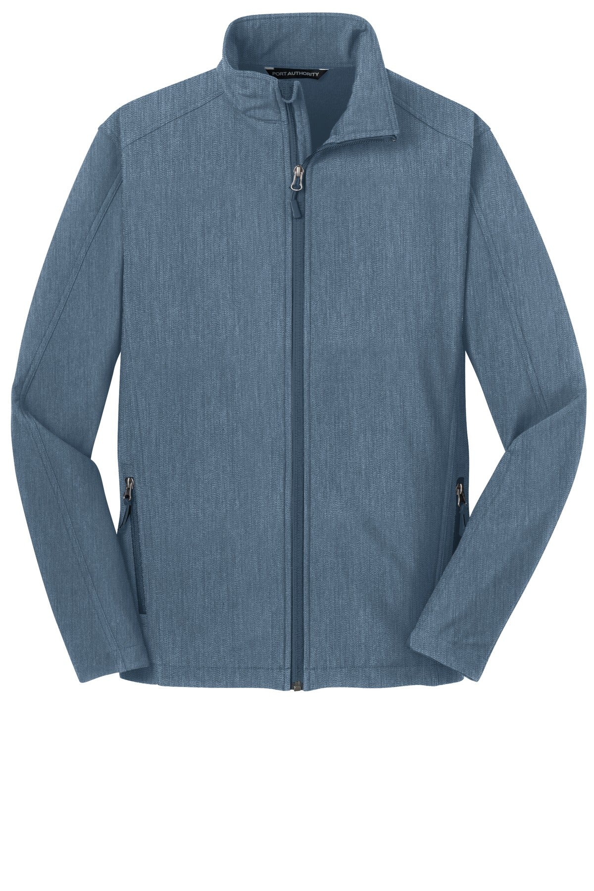 Front View of Navy Heather Port Authority Core Soft Shell Jacket. J317