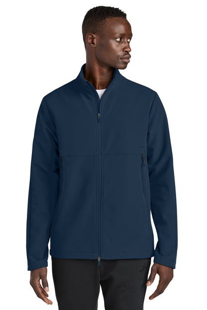 Front View of Navy Nike Full-Zip Soft Shell Jacket NKHM7926
