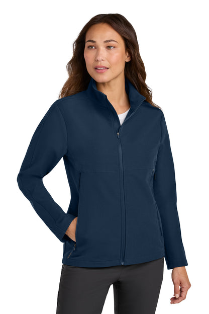 Front View of Navy Nike Women's Full-Zip Soft Shell Jacket NKHM7937
