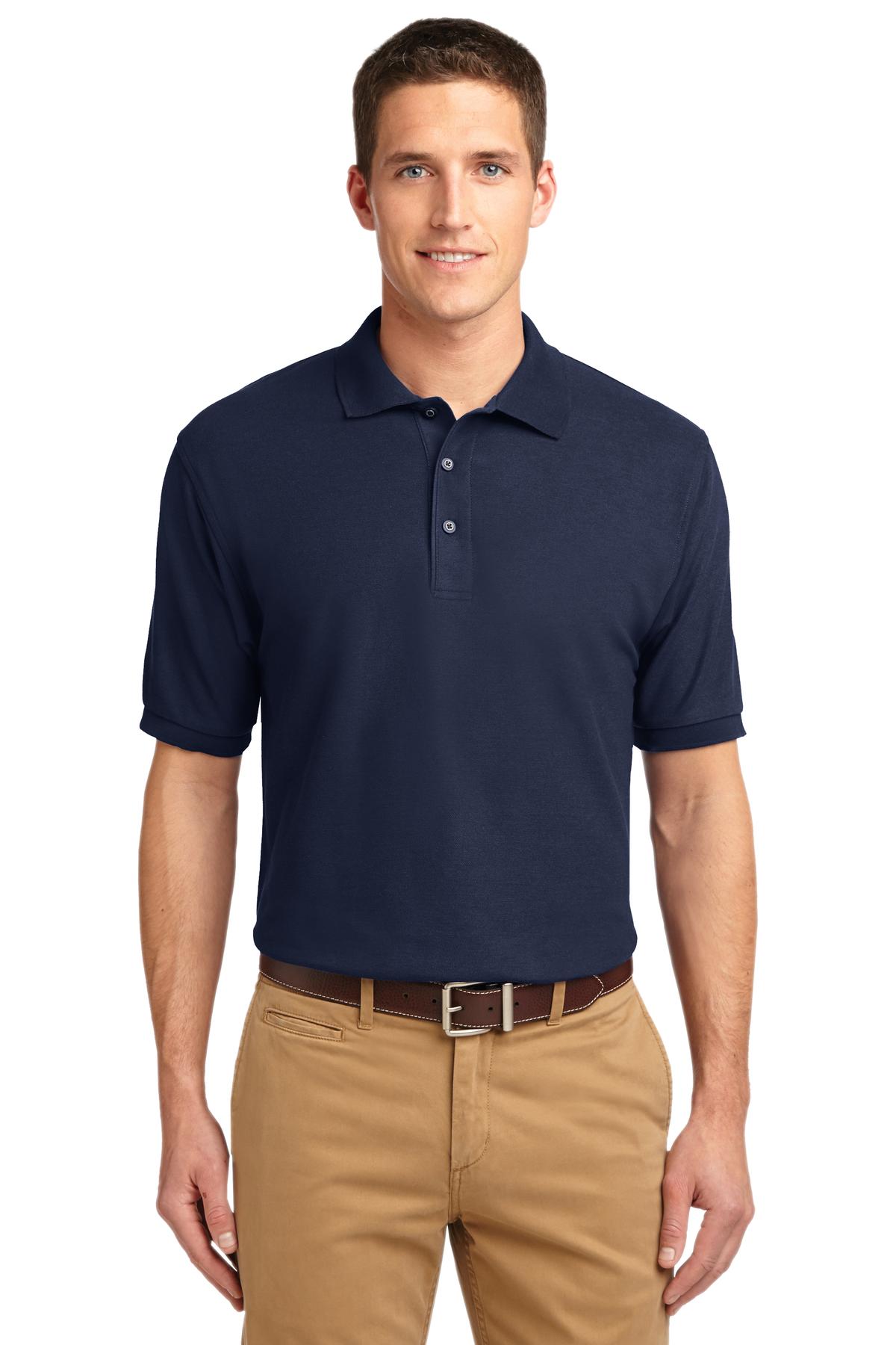 Front View of Navy Port Authority Silk Touch Polo K500