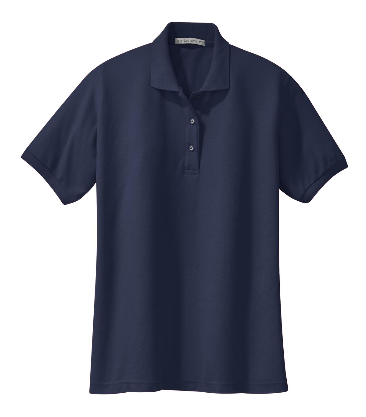 Front View of Navy Port Authority Women's Silk Touch Polo. L500
