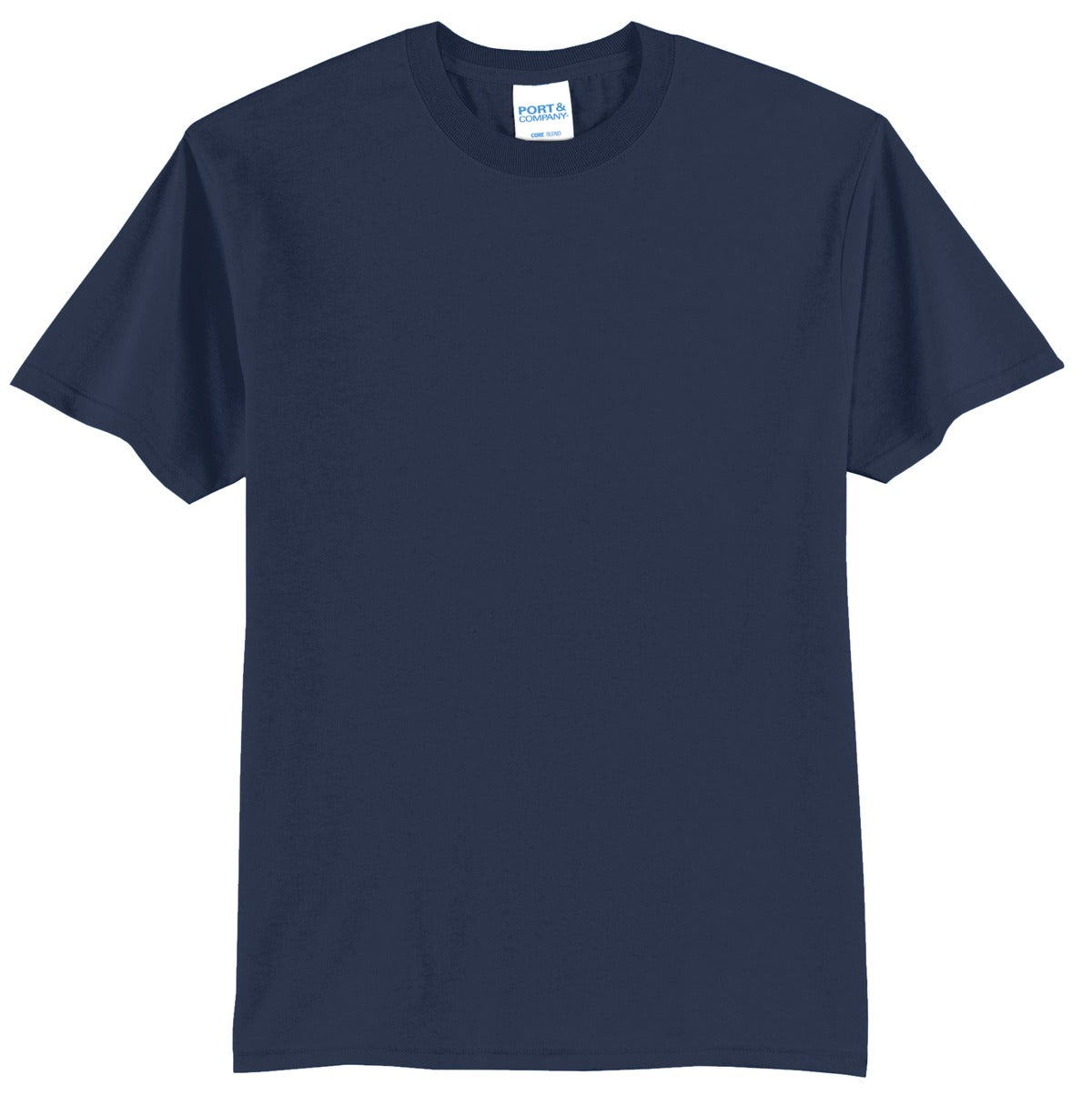 Front View of Navy Port & Co Core Blend Tee. PC55