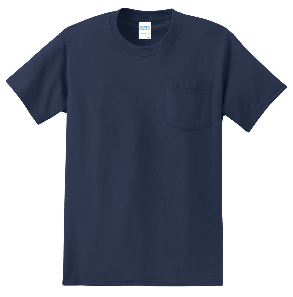 Front View of Navy Port & Co Essential Pocket Tee. PC61P