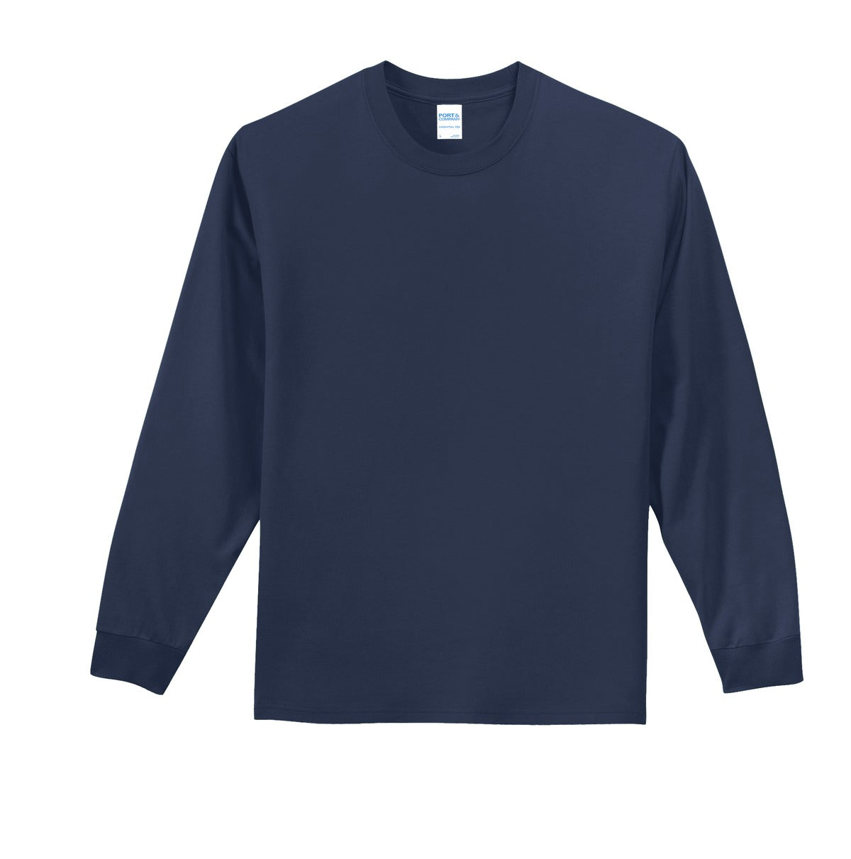 Front View of Navy Port & Co Long Sleeve Essential Tee. PC61LS