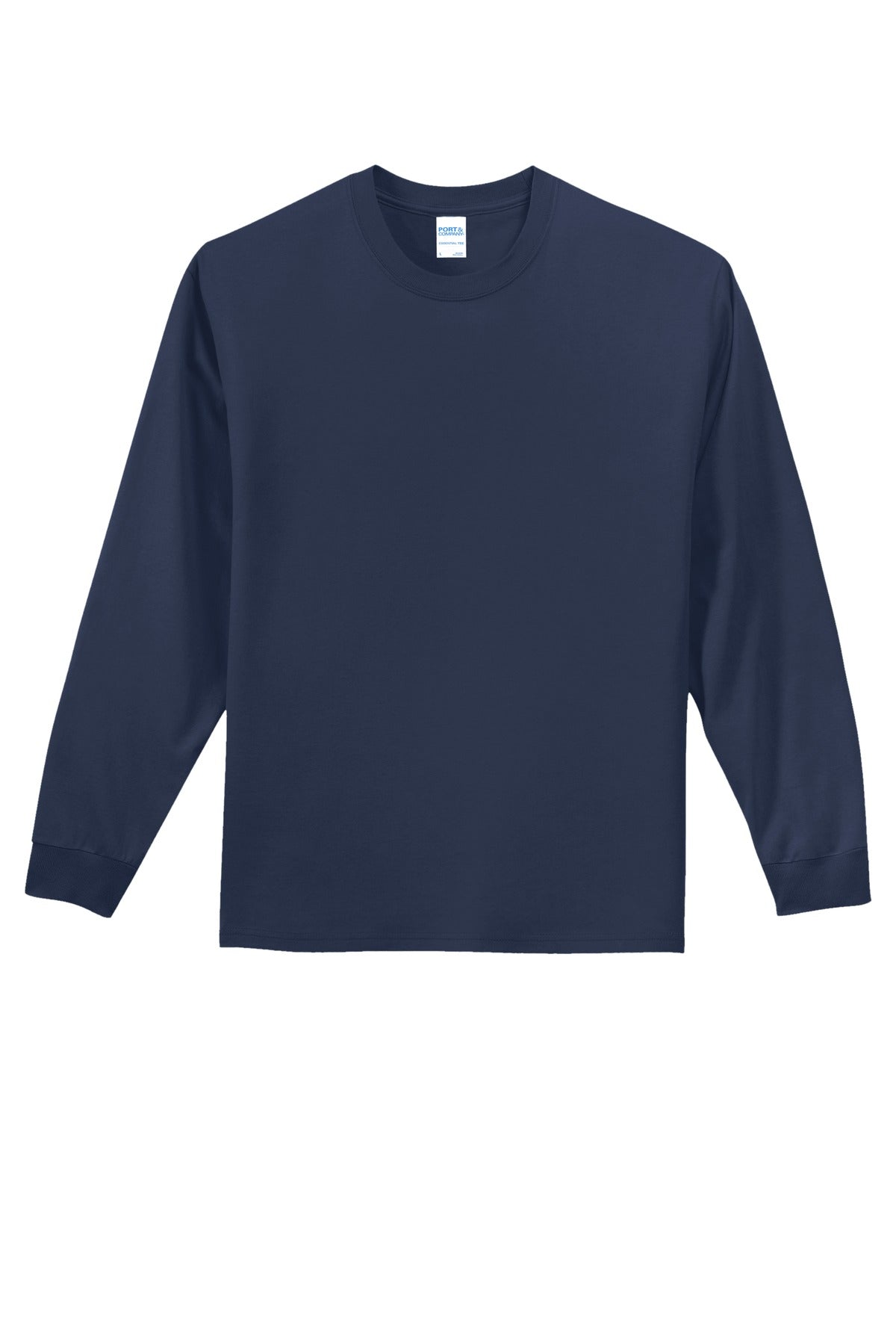Front View of Navy Port & Co Long Sleeve Essential Tee. PC61LS