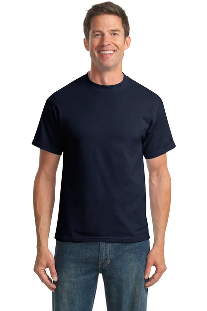 Front View of Navy Port & Co Tall Core Blend Tee. PC55T