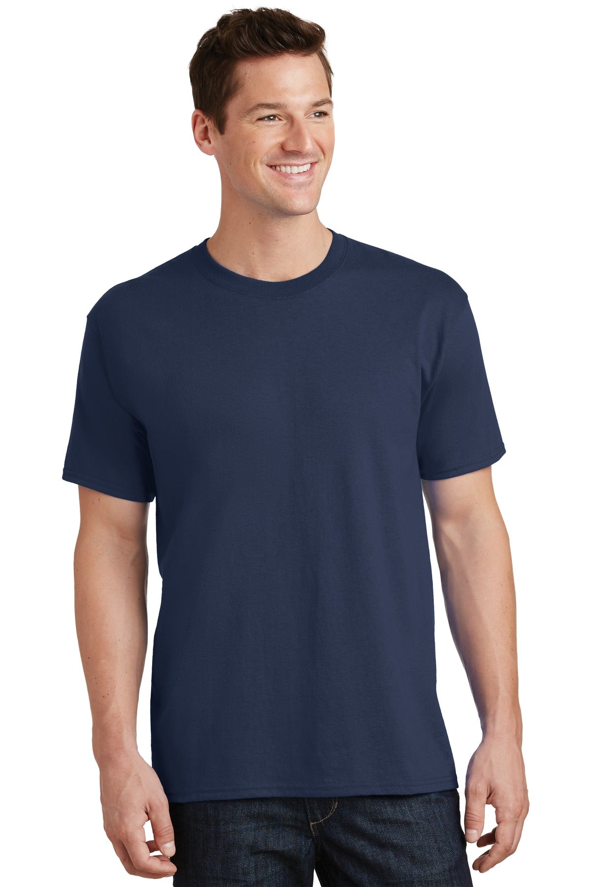 Front View of Navy Port & Co Tall Core Cotton Tee PC54T