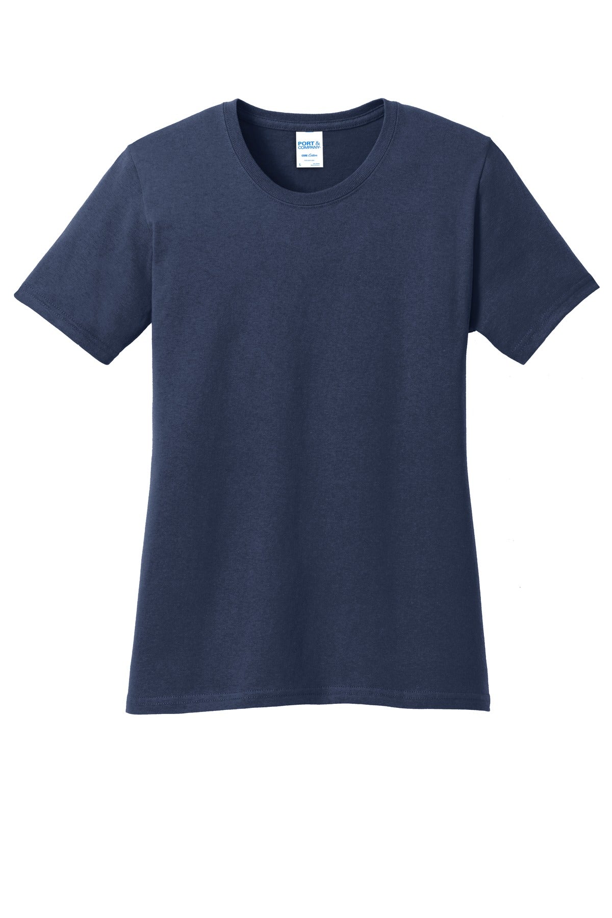 Front View of Navy Port & Co Women's Core Cotton Tee. LPC54