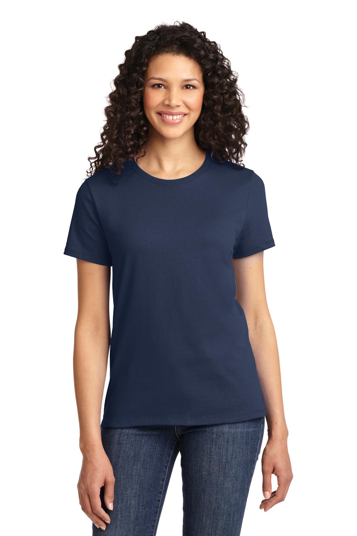 Front View of Navy Port & Co Women's Essential Tee. LPC61