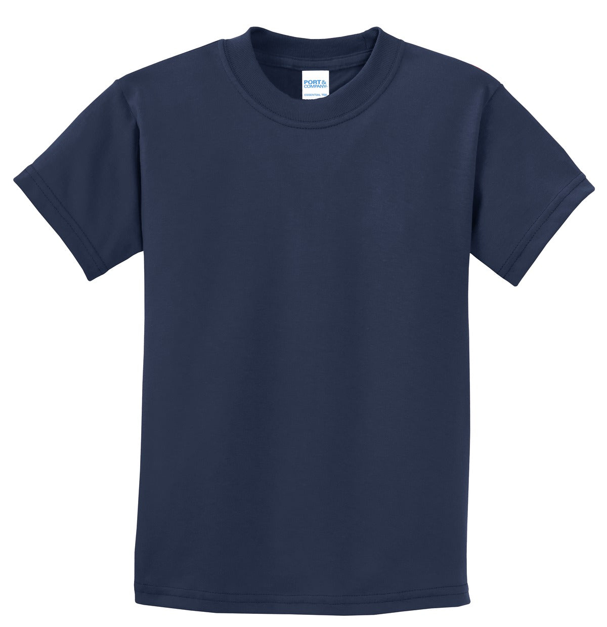 Front View of Navy Port & Co Youth Essential Tee. PC61Y