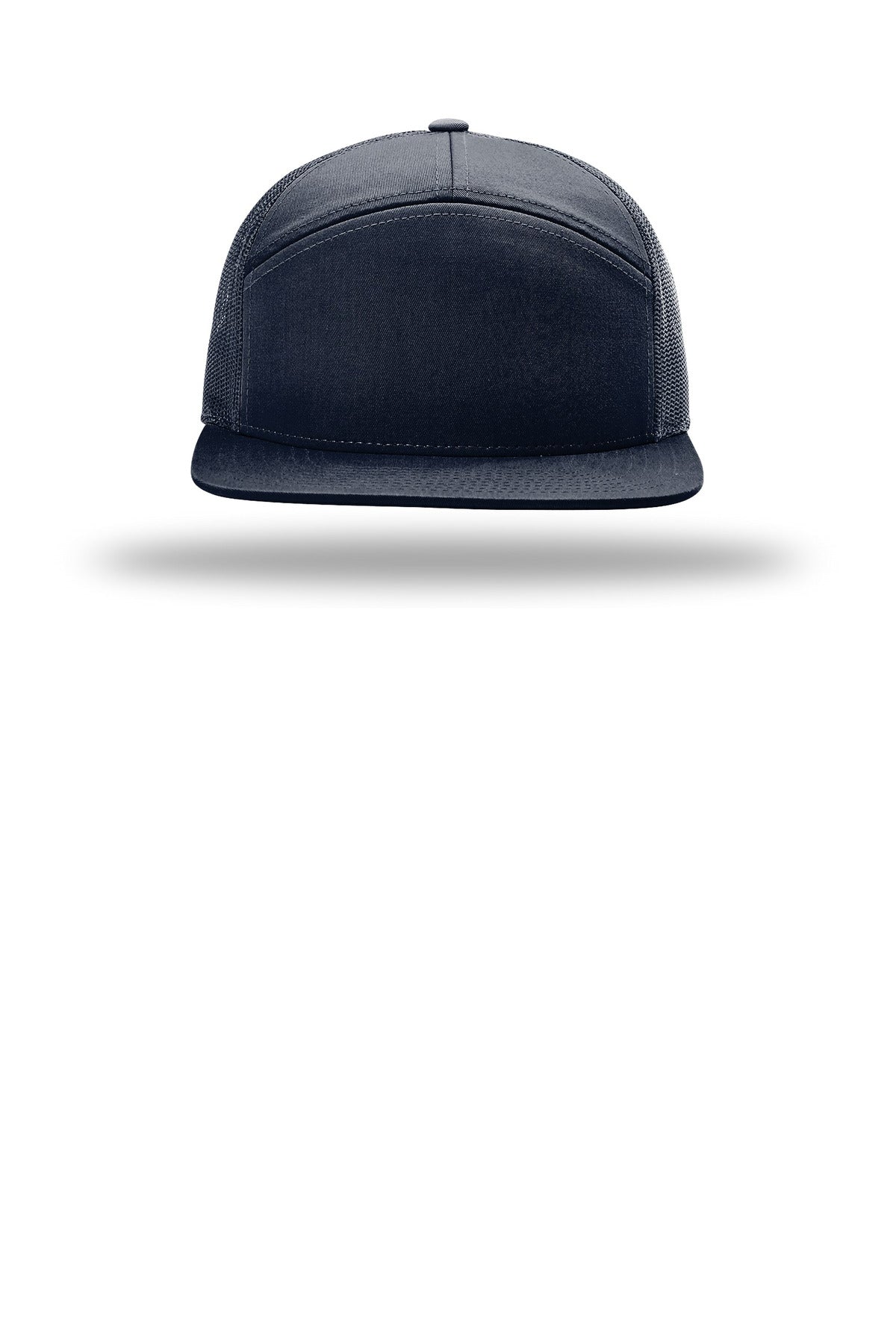 Front View of Navy Richardson 7-Panel Trucker 168