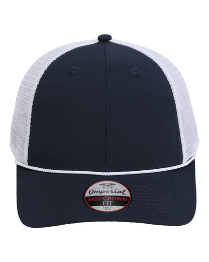 Front View of Navy/ White The Night Owl Performance Rope Cap - 7055