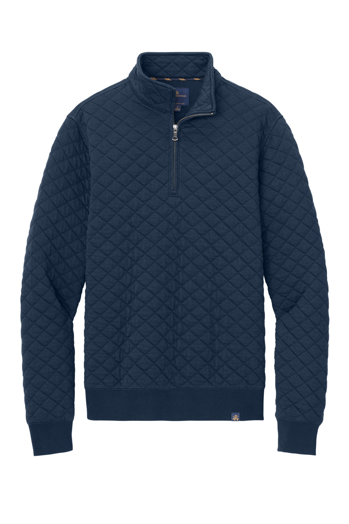 Front View of NavyBlazer Brooks Brothers Diamond Quilt 1/4-Zip BB18212