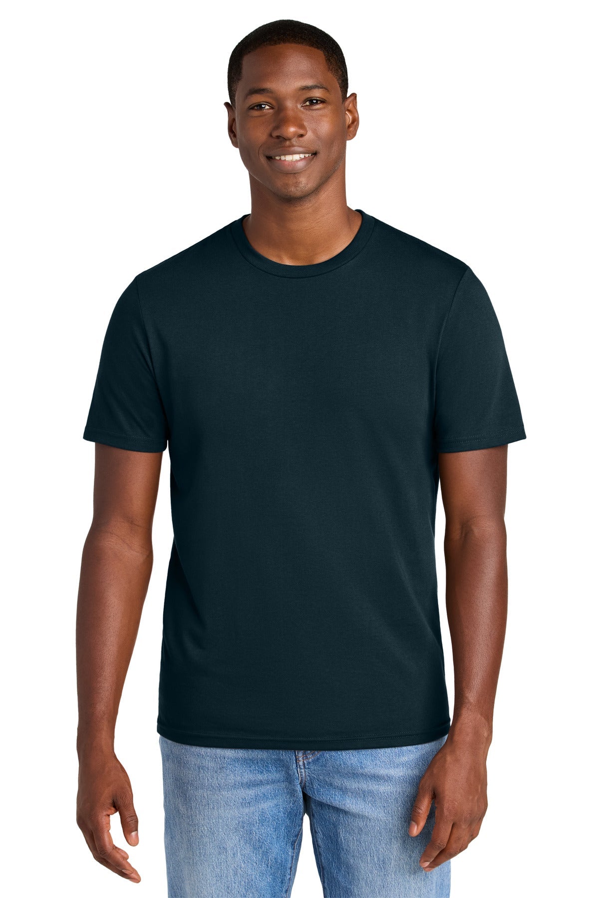 Front View of NavyBlue District Perfect Weight CVC Tee DT184