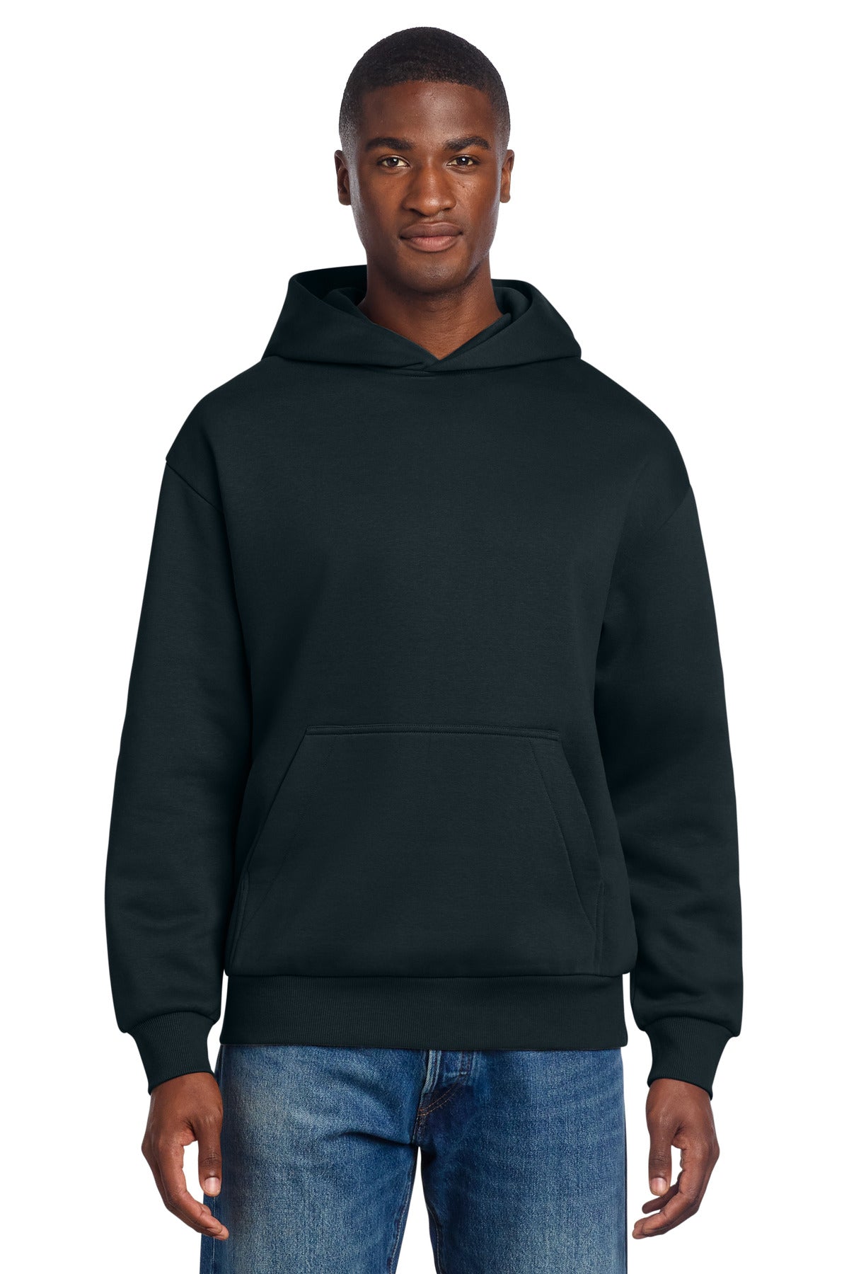 Front View of NavyBlue District V.I.T. Heavyweight Fleece Hoodie DT6150