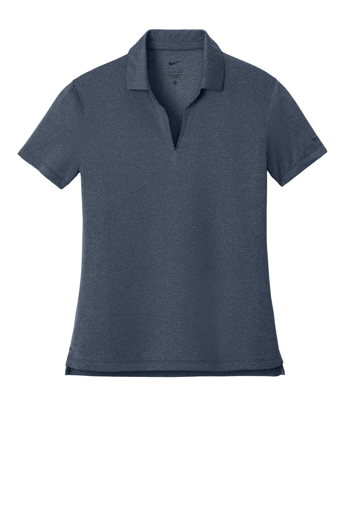 Front View of NavyHthr Nike Women's Dri-FIT Smooth Heather Polo NKFQ4793